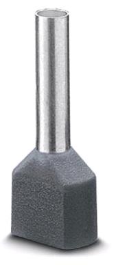 Phoenix Contact DIN Ferrule; AI-TWIN 2X 0.75-8 GY; #18 Twin Wire; Gray; Polypropylene; 100 ct.